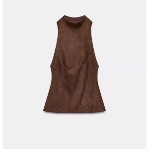 Zara Brown Sleeveless Suede top